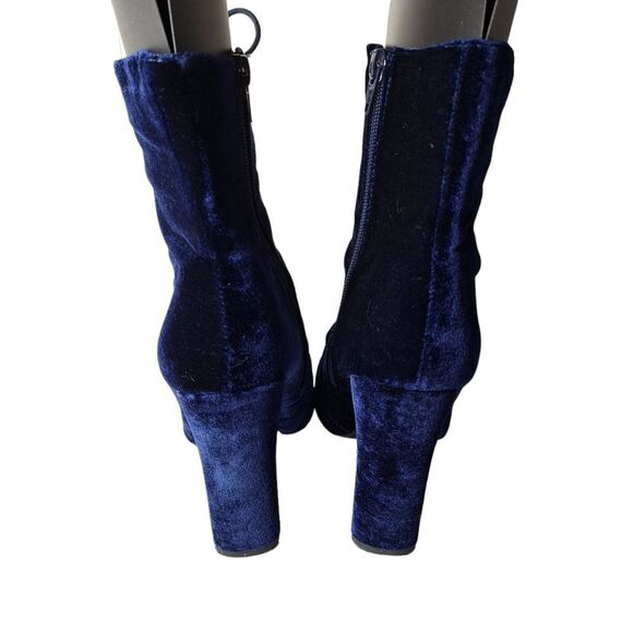 Missguided Size US 8 Blue Velvet Lace Up Side Zip‎ Heeled Bootie Boots - Picture 10 of 16